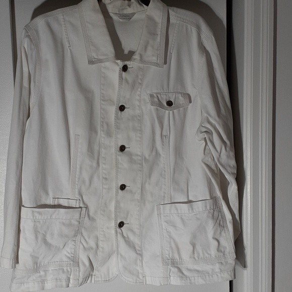 Cj banks white cotton canvas denim jean jacket shacket 2x xxl gorpcore c j banks - Picture 1 of 6